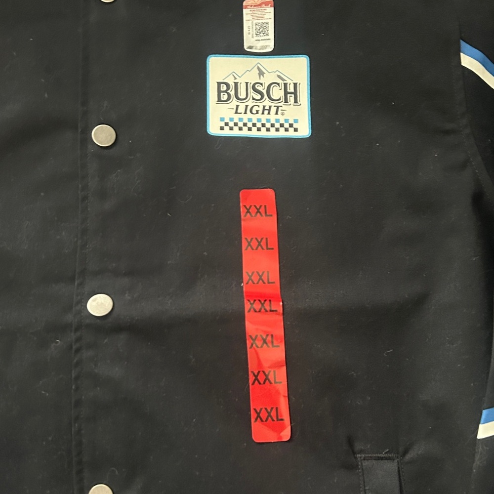 Busch Light Racing Jacket Snap Closure Black W/Busch Logo Size XXLarge NWT - Picture 9 of 9